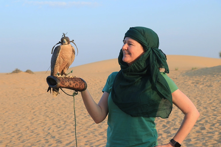 Falconry demonstration during a heritage desert safari